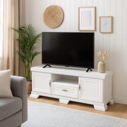 Vamy Comoda living VMT2, Pal Melaminat, cu 2 usi, sertar, cu elemente din MDF, Alb Antichizat (00003949) Comoda