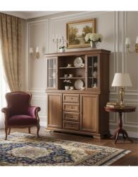 Vamy Set comoda living si dormitor, VM3, 4 sertare, 2 usi si vitrina suprapozabila VMN4, 2 usi, 2 polite, Pal melaminat, cu insertii MDF, Nuc (S3918,4042) Comoda