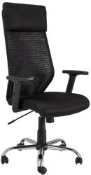SL Scaun directorial SL Q211, cotiere reglabile, mesh, cadru cromat, suport lombar, mecanism de balans, negru (00002344)