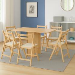 CEGIM Set masa plianta Practic, bucatarie si living, Pal Melaminat, insertii lemn masiv, colturi rotunjite, 120x74x75 cm si 6 scaune pliante, tapitate, piele ecologica, fag (S22,129x6-315)