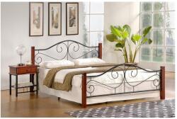 HM Pat HM Violetta, dublu, cadru metalic, lemn masiv, cu somiera, 140x200 negru cires (00002667)