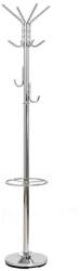HM Cuier de podea cromat HM W24, robust, cu suport umbrela, 10 agatatori, argintiu (00001990)
