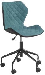HM Scaun birou copii HM Matrix, Ergonomic, Cadru Cromat, Stofa Piele ecologica, Roti pivotante, 100 Kg, Negru Turcoaz (00002721)
