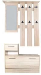 UNIC Set cuier si pantofar cu oglinda GN Filip, Pal Melaminat, 12 agatatori, usa rabatabila, polita, stejar (SKU-9941)
