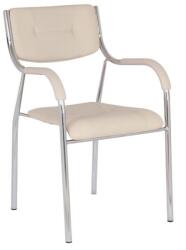 UNIC Scaun vizitator GN cu manere, cadru cromat, piele ecologica, 150 kg, bej (00002605)