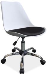 SIGNAL MEBLE Scaun birou ergonomic, SL Q777, polipropilena, tapiterie piele ecologica, mecanism de balans, 100 kg, alb negru (00003302)