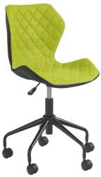 HM Scaun birou copii HM Matrix, Ergonomic, Cadru Cromat, Stofa Piele ecologica, Roti pivotante, Inaltime reglabila, 100 Kg, Negru Verde (00002286)