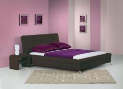 HM Pat HM Bonita, dublu, tapitat cu piele ecologica, lemn masiv, cu somiera, 160x200, maro (00001559)