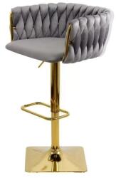 XACT Scaun de bar ABS118P, catifea, suport picioare, metal cromat auriu, inaltime reglabila, 100 kg (SKU-10587)