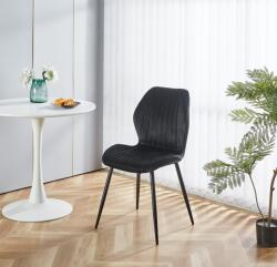 ABC Scaun de living si bucatarie cu cadru metalic, AB104, tapiterie velvet, 89x48x43 cm, 100 Kg, negru (00004086)