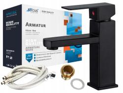 Focus Sanitar Négyzet Alakú Mosdó Csaptelep Cubic Pultra Fürdőszoba Matt Fekete (Bateria)