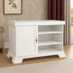 Vamy Comoda living VMT, Pal Melaminat, cu o usa, 3 polite, cu elemente din MDF, Alb Antichizat (00003947) Comoda