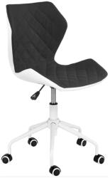 HM Scaun birou copii HM Matrix 3, stofa piele ecologica, inaltime reglabila, rotire 360 , roti pivotante, cadru metalic vopsit, 100 kg, negru alb (SKU-10596)