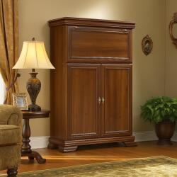 Vamy Comoda living VM5, o usa rabatabila pentru bar, 2 usi fixe, Pal Melaminat, cu elemente din MDF, Nuc (00003946) Comoda