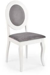 HM Scaun de living si bucatarie HM Barock, din lemn masiv, ergonomic, tapitat cu stofa, 100 Kg, 93x45x51 cm, Alb Gri (00003663)