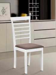 Malaezia Scaun de living si bucatarie din lemn masiv Montreal, tapiterie stofa, 100 kg, 94x49x40 cm, alb maro (4185)