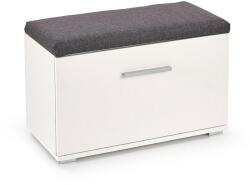 HM Dulap pentru pantofi cu bancheta HM Lima ST2, Pal melaminat, stofa, capacitate 6 perechi, alb (00002844) Pantofar