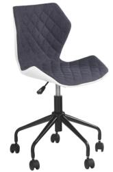 HM Scaun birou copii HM Matrix, Ergonomic, Cadru Metalic, Stofa Piele ecologica, Roti pivotante, 100 Kg, Alb Gri (00002409)
