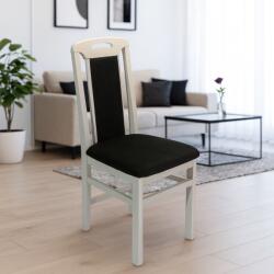 Serbia Scaun de living si bucatarie, SB Tim, din lemn masiv fag, tapiterie stofa, lacuit, 120 kg, 96x43x40 cm, Alb Negru (00003817)