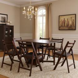 CEGIM Set masa plianta cu spatiu depozitare Util, pentru living si bucatarie, PAL, structura lemn masiv, cu role, 160x96x80 cm si 6 scaune pliante, tapitate, piele ecologica, wenge (S2074,2090x6-1542)