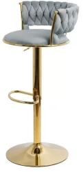 XACT Scaun de bar ABS118, catifea, suport picioare, metal cromat auriu, rotatie 360 grade, 100 kg (4236-3525)