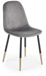 HM Scaun de living si bucatarie, HM K379, cadru metalic cu insertii aurii, stofa velvet, 88x45x48 cm, 100 kg, Gri (00003674)