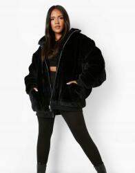 Boohoo Egyszerű Klasszikus Fekete Műszőrme Oversize Álló Boohoo 44