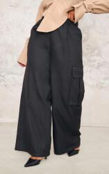 Prettylittlething Fekete Nadrág Széles Szárú Zseb Magas Állapot Prettylittlething 44