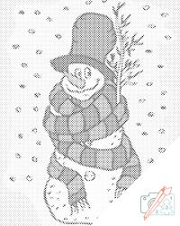  PontPöttyöző - Hóember Méret: 30x40cm, Keretezés: Keret nélkül (csak a vászon), Szín: Kék