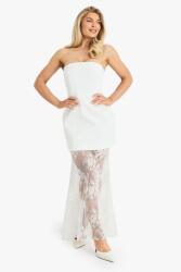 Boohoo Klasszikus Fehér Ruha Maxi Nyitott Vállú Dekoratív Csipke Boohoo 42