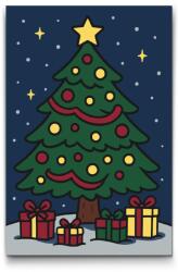  Festés számok szerint - Karácsonyfa Méret: 20x30cm, Keretezés: Keret nélkül (csak a vászon)