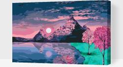  Festés számok szerint - Naplemente a tónál Méret: 40x60cm, Keretezés: Keret nélkül (csak a vászon)