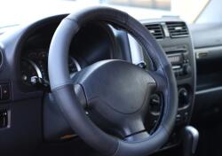  Kormányvédő valódi bőr univerzális fekete szürke 39-41cm (KOR33941)