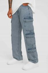 Boohoo Kék Egyszerű Klasszikus Farmer Nadrág Cargo Zsebek Boohoo 44