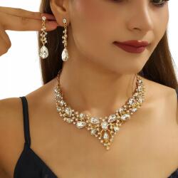 silvermark925 Nagy Női Ékszer Szett Aranyozott Strasszokkal Ékszer szett (Na Urodziny, Na Wesele, Na Sylwestra)