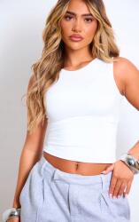 Prettylittlething Fehér Klasszikus Crop Felső Egyenes Sima Kerek Nyakkivágással Prettylittlething 34