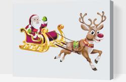  Festés számok szerint - Mikulás a szánján Méret: 30x40cm, Keretezés: Keret nélkül (csak a vászon) - tefestetted - 8 900 Ft