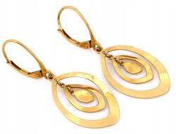 Lovrin Arany fülbevaló 585, lógó, mozgó ovális formák, angol kapcsos, áttört mintás mintás, 14 karátos