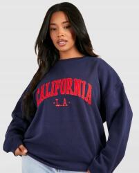 Boohoo Sötétkék Laza Pulóver Oversize Felvarró Feliratos Hosszú Ujjú Boohoo 52