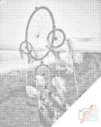  PontPöttyöző - Álomfogó Méret: 40x50cm, Keretezés: Kartonlemezen, Szín: Kék