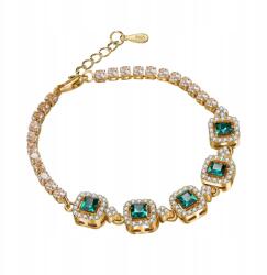  Bransoletka Złota Zielona z Cyrkoniami na Łańcuszku Regulowana i (E00004)
