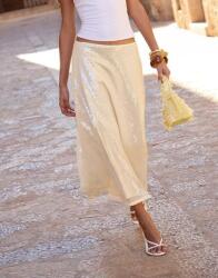 Prettylittlething Sárga Fényes Midaxi Szoknya Alacsony Szellős Prettylittlething 40