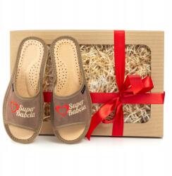 PanSzew Szuper Nagymama Bőr Papucs Nagymamának Ajándék Nagymamák Napjára 36-41