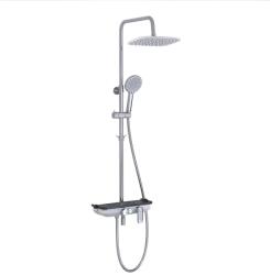 Lemark Coloana de dus Lemark Tropic LM7012C-EU, crom, cu baterie, cap de dus tip tropic si pipa pivotanta (LM7012C-EU)