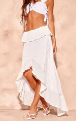 Prettylittlething Fehér Midaxi Fodros Aszimmetrikus Szoknya Prettylittlething 36