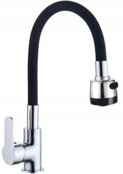 Focus Sanitar Fekete Konyhai Csaptelep Álló Flexibilis Hajlékony Kétfunkciós Kifolyó Csaptelep (400157)