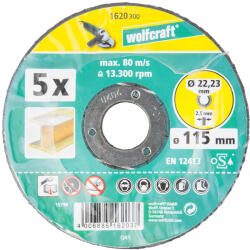 wolfcraft 1620 hajlított fém vágókorong, 115mm, 5 db (1620300)