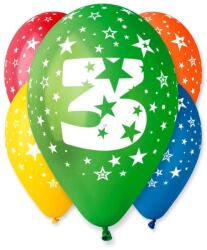 Godan Színes számos lufi 5 darabos, 3 (GS110/3)