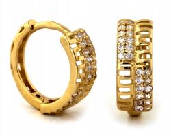 Lovrin Arany karika fülbevaló angol kapoccsal, fehér cirkóniákkal 585