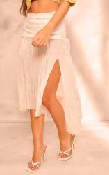 Prettylittlething Krémszínű Aszimmetrikus MIDI Szoknya Fodros Prettylittlething 36